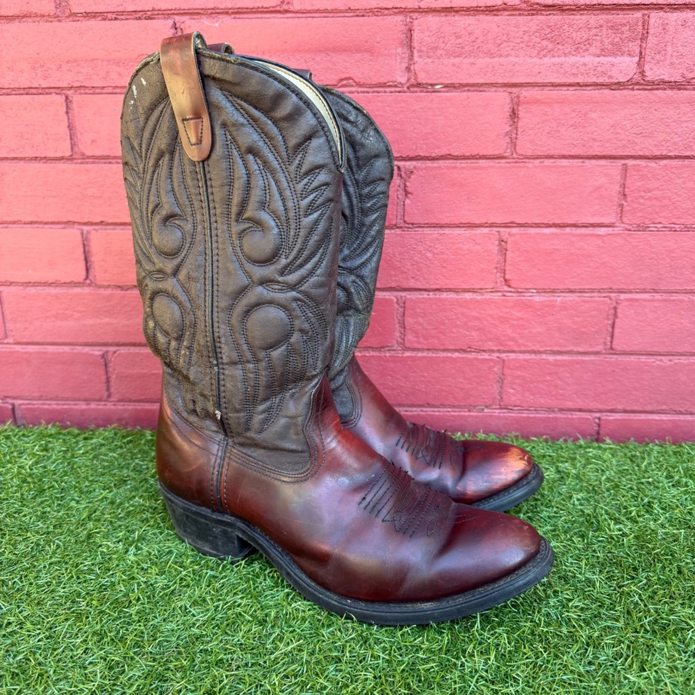 Vtg Nocona? Boots Leather Western Cowboy Boots Made‎ in USA Size 8 1/2 EE Rodeo
